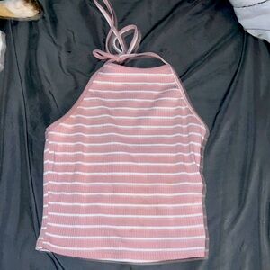 Pink striped halter top